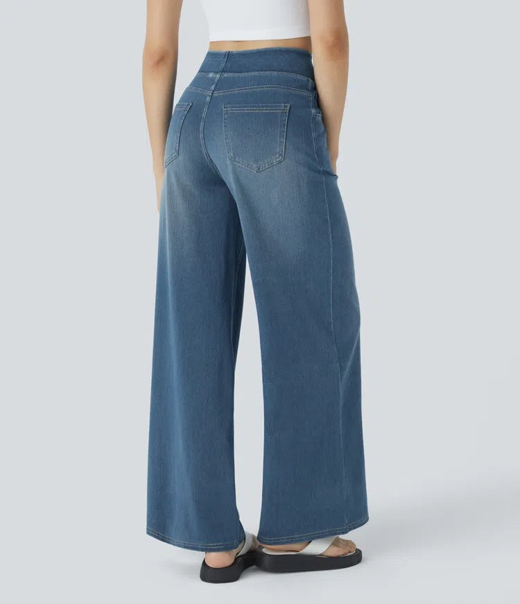Laia Mujer Jeans Wide Leg de Cintura Alta Pierna Ancha