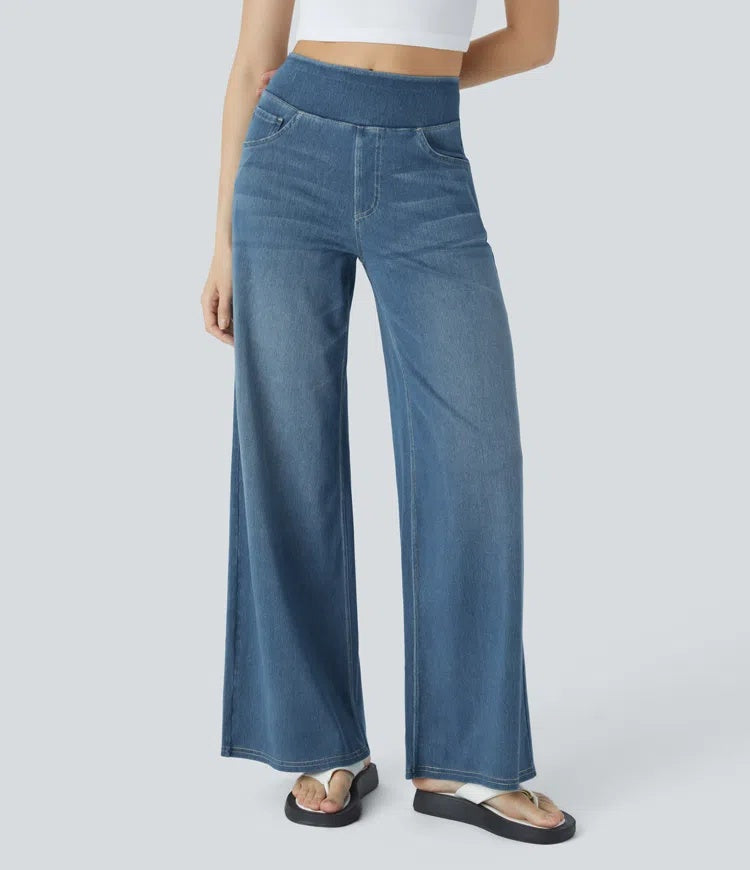 Laia Mujer Jeans Wide Leg de Cintura Alta Pierna Ancha