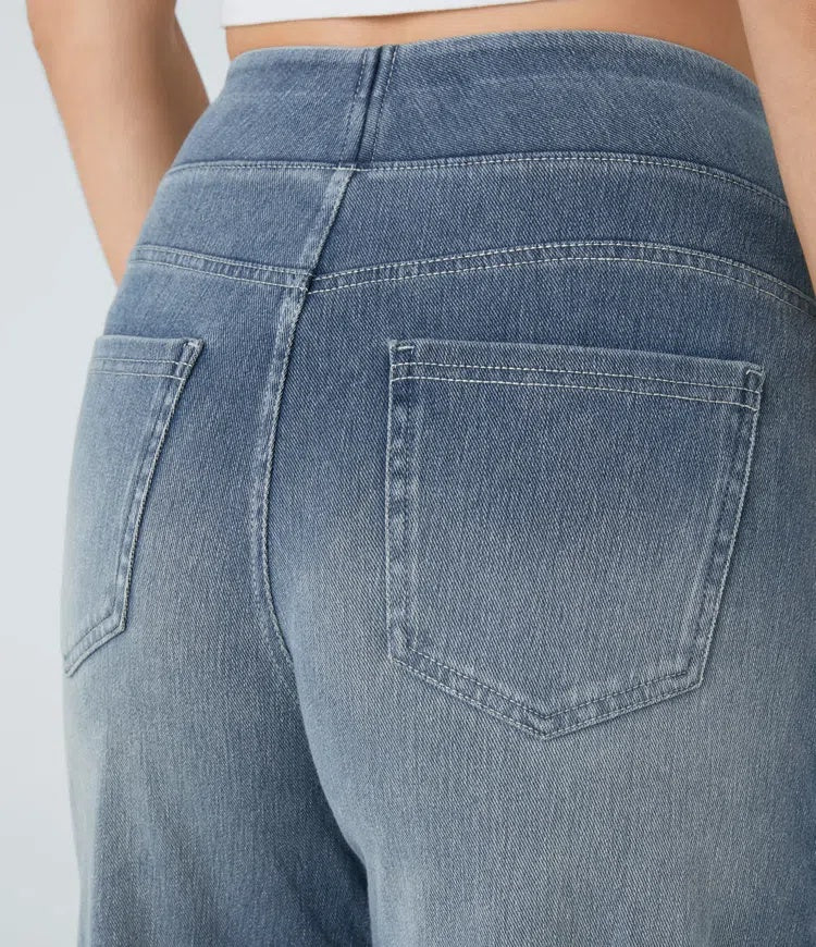 Laia Mujer Jeans Wide Leg de Cintura Alta Pierna Ancha