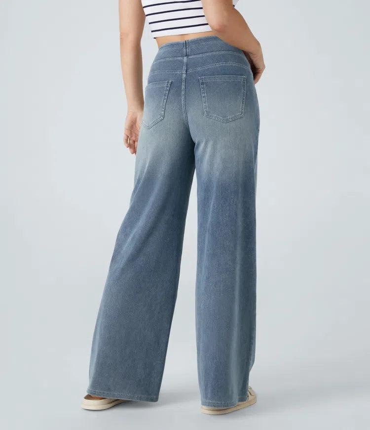 Laia Mujer Jeans Wide Leg de Cintura Alta Pierna Ancha