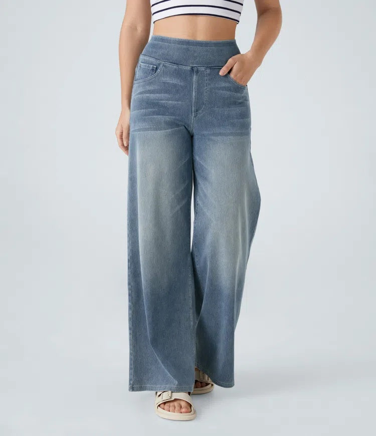 Laia Mujer Jeans Wide Leg de Cintura Alta Pierna Ancha