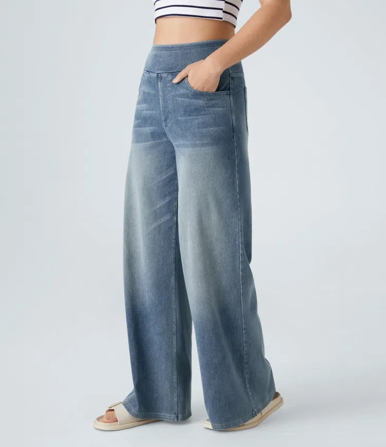 Laia Mujer Jeans Wide Leg de Cintura Alta Pierna Ancha
