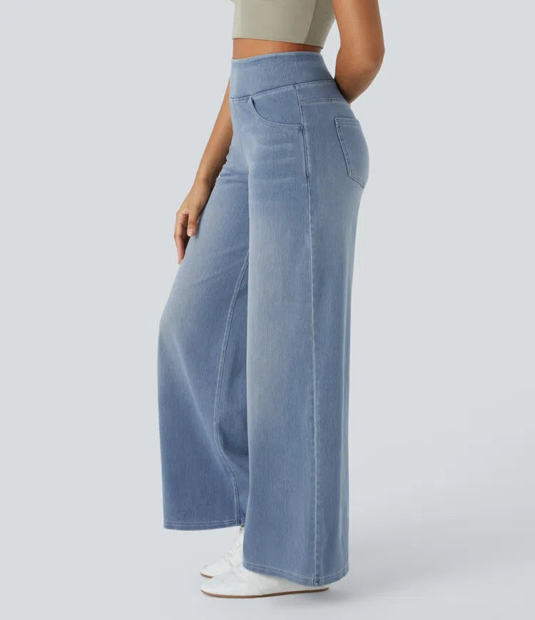Laia Mujer Jeans Wide Leg de Cintura Alta Pierna Ancha