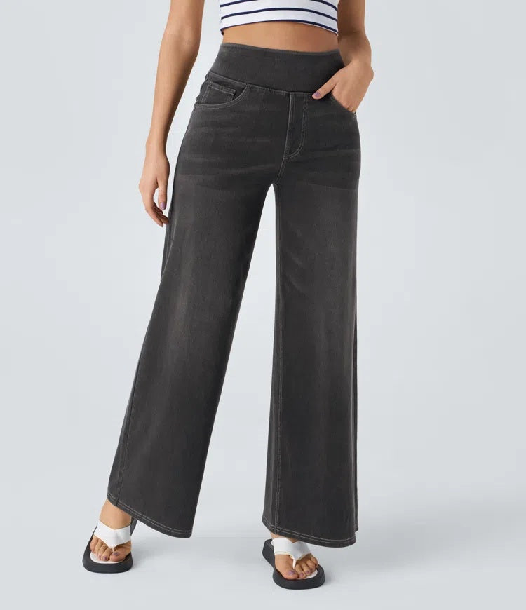 Laia Mujer Jeans Wide Leg de Cintura Alta Pierna Ancha