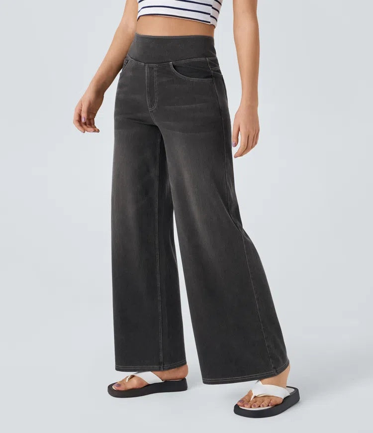 Laia Mujer Jeans Wide Leg de Cintura Alta Pierna Ancha