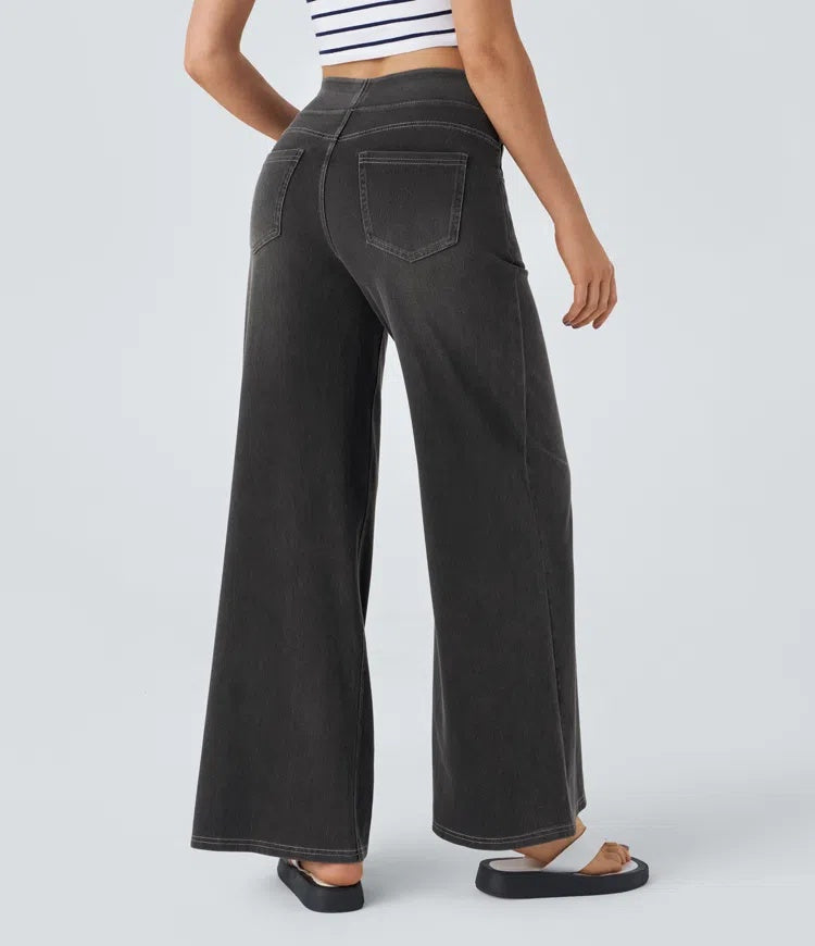 Laia Mujer Jeans Wide Leg de Cintura Alta Pierna Ancha
