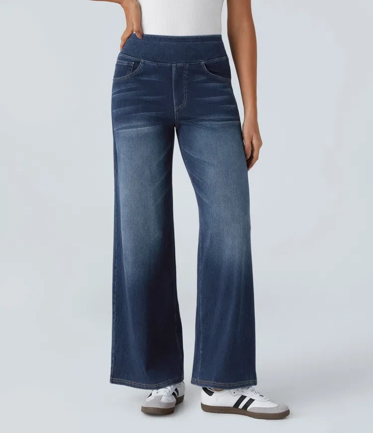 Laia Mujer Jeans Wide Leg de Cintura Alta Pierna Ancha
