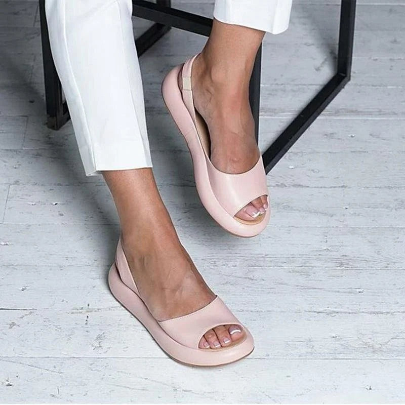 Sandalias Planas Peep Toe Slingback para Mujer