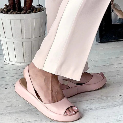Sandalias Planas Peep Toe Slingback para Mujer