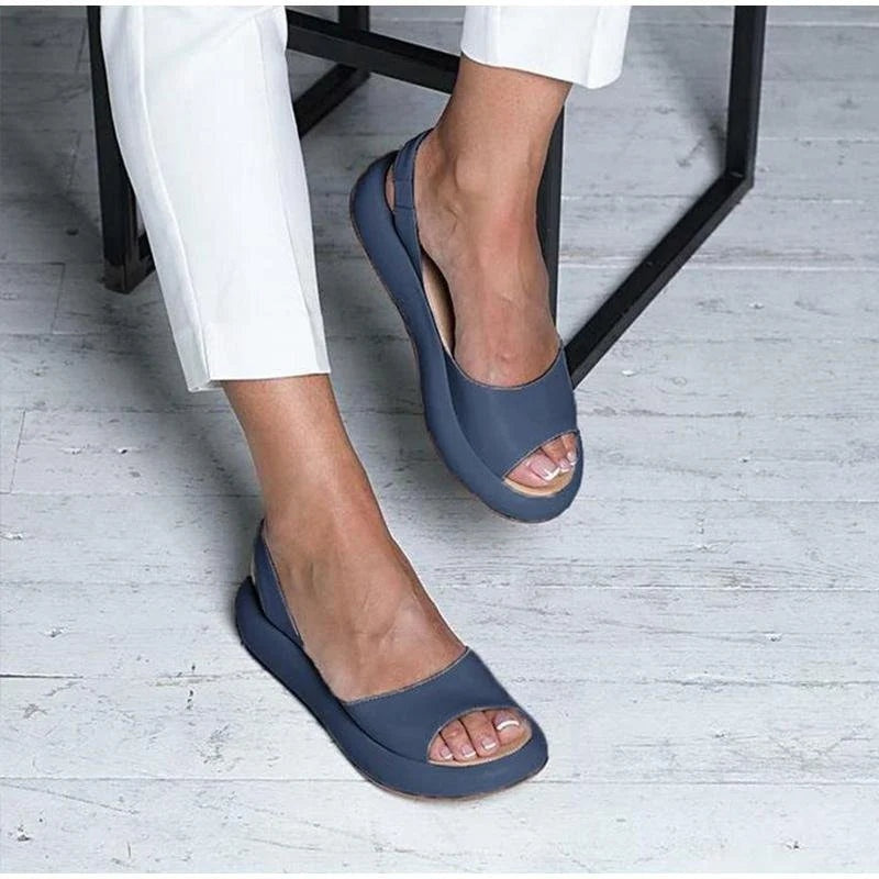 Sandalias Planas Peep Toe Slingback para Mujer