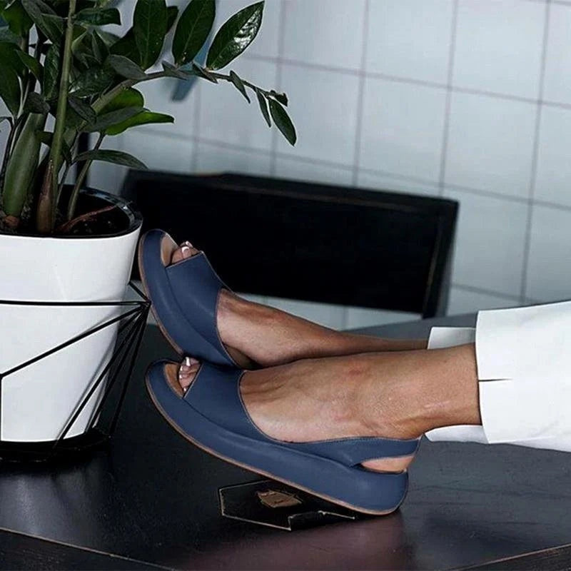 Sandalias Planas Peep Toe Slingback para Mujer