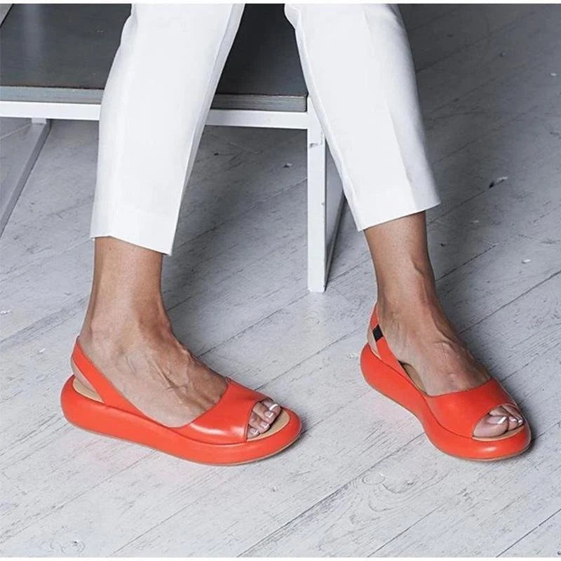Sandalias Planas Peep Toe Slingback para Mujer
