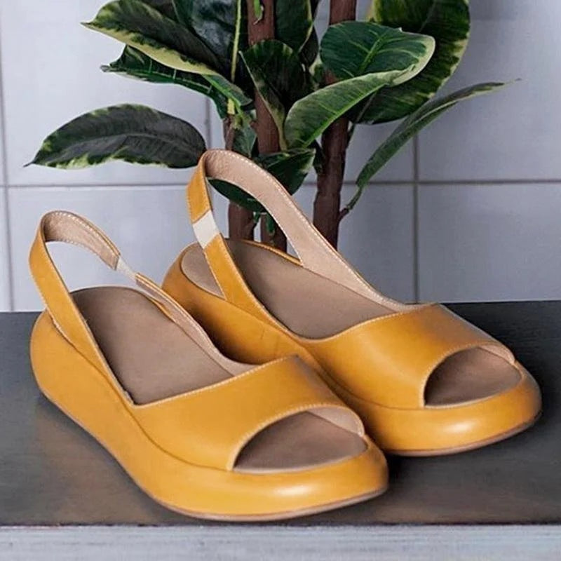 Sandalias Planas Peep Toe Slingback para Mujer