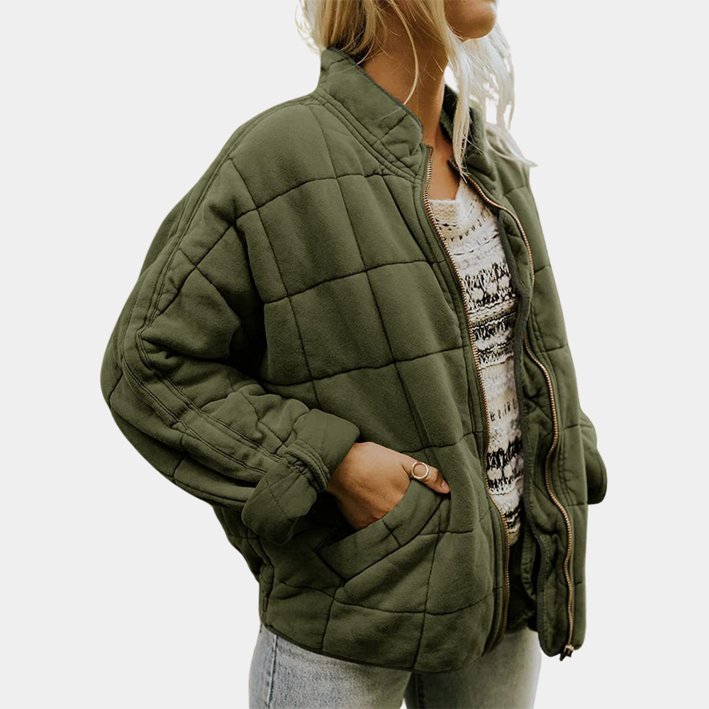 Chaqueta Acolchada Bomber Cuello Mao para Mujer