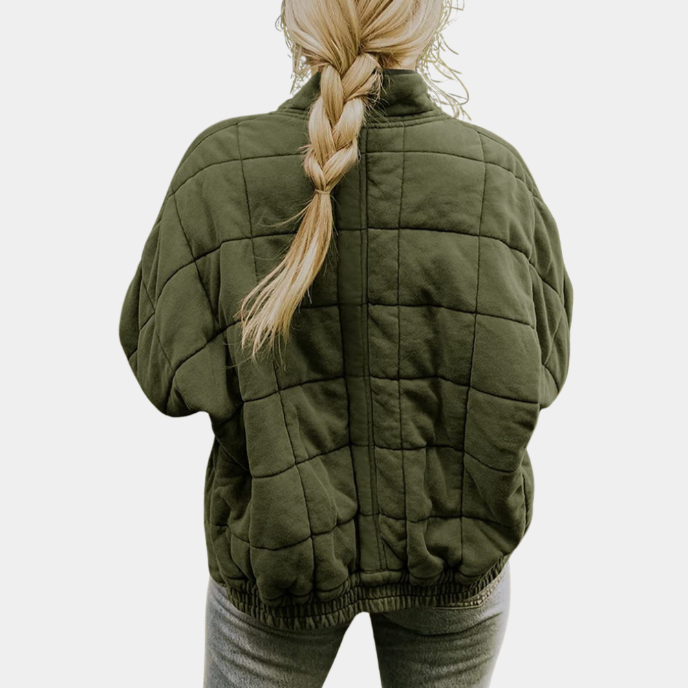 Chaqueta Acolchada Bomber Cuello Mao para Mujer