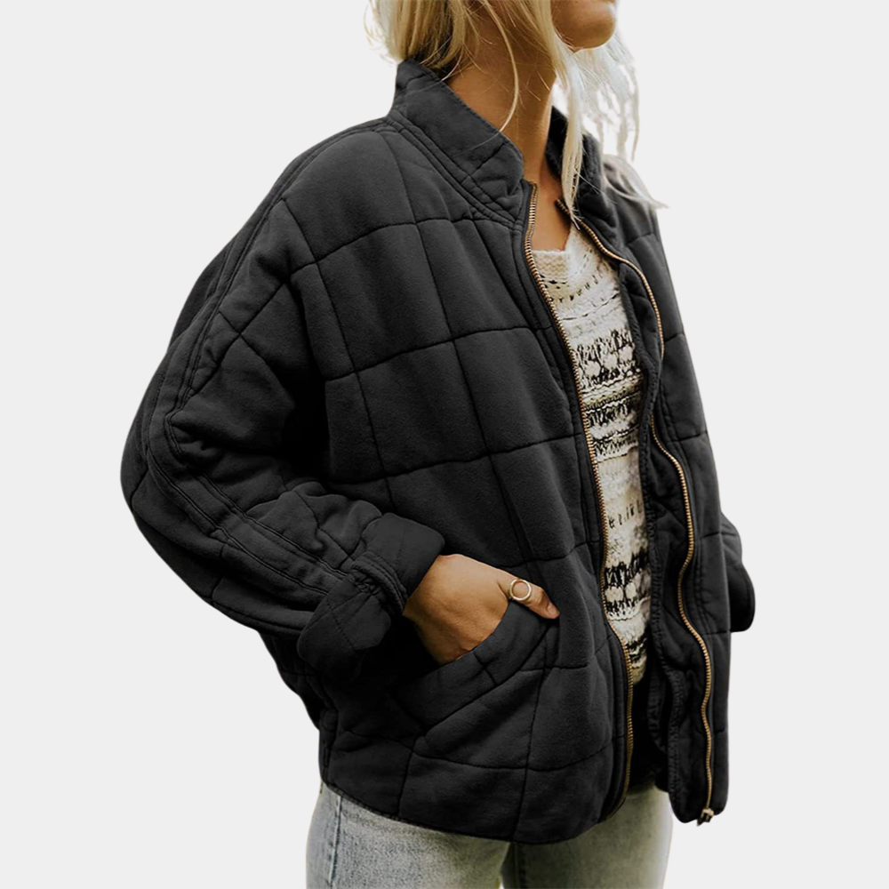 Chaqueta Acolchada Bomber Cuello Mao para Mujer