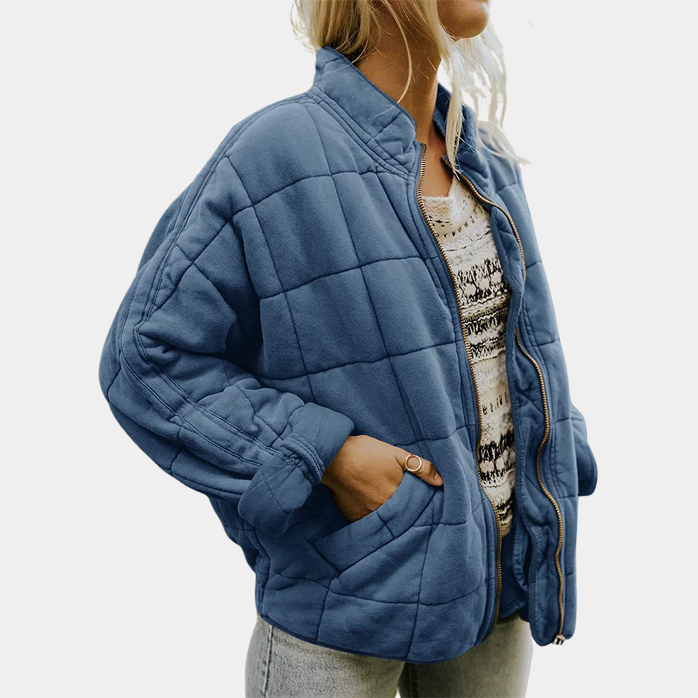 Chaqueta Acolchada Bomber Cuello Mao para Mujer