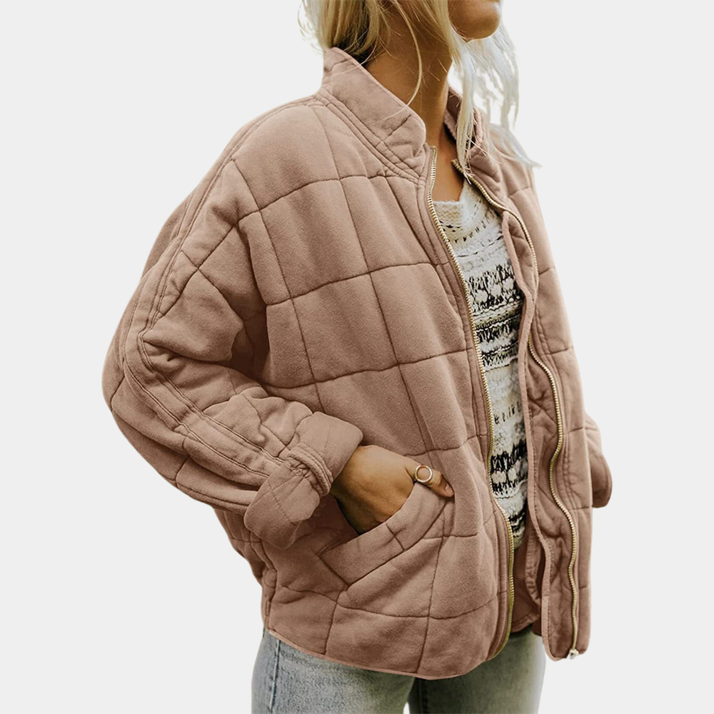 Chaqueta Acolchada Bomber Cuello Mao para Mujer