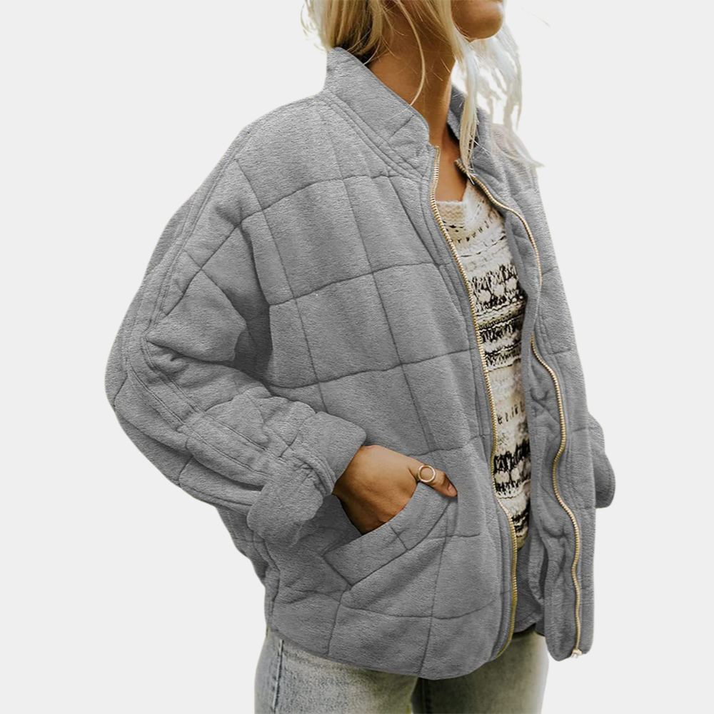 Chaqueta Acolchada Bomber Cuello Mao para Mujer