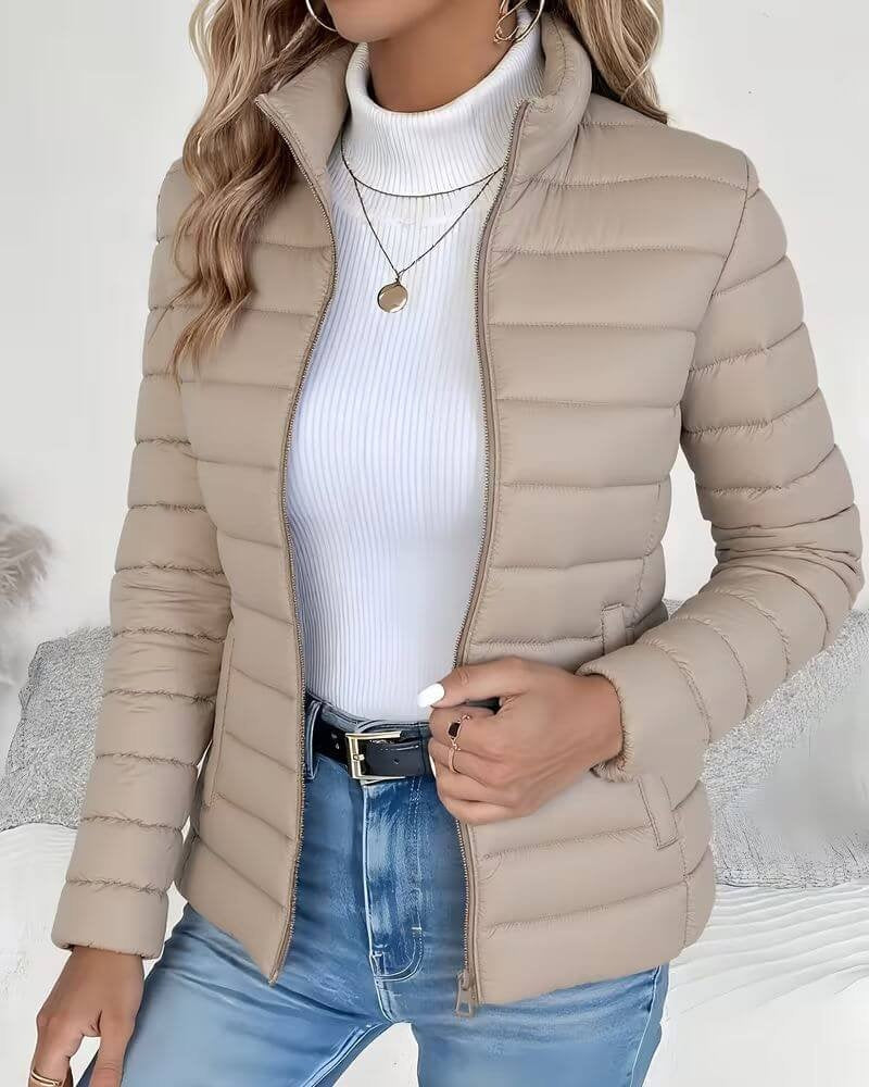 Chaqueta Acolchada Puffer Cuello Alto para Mujer