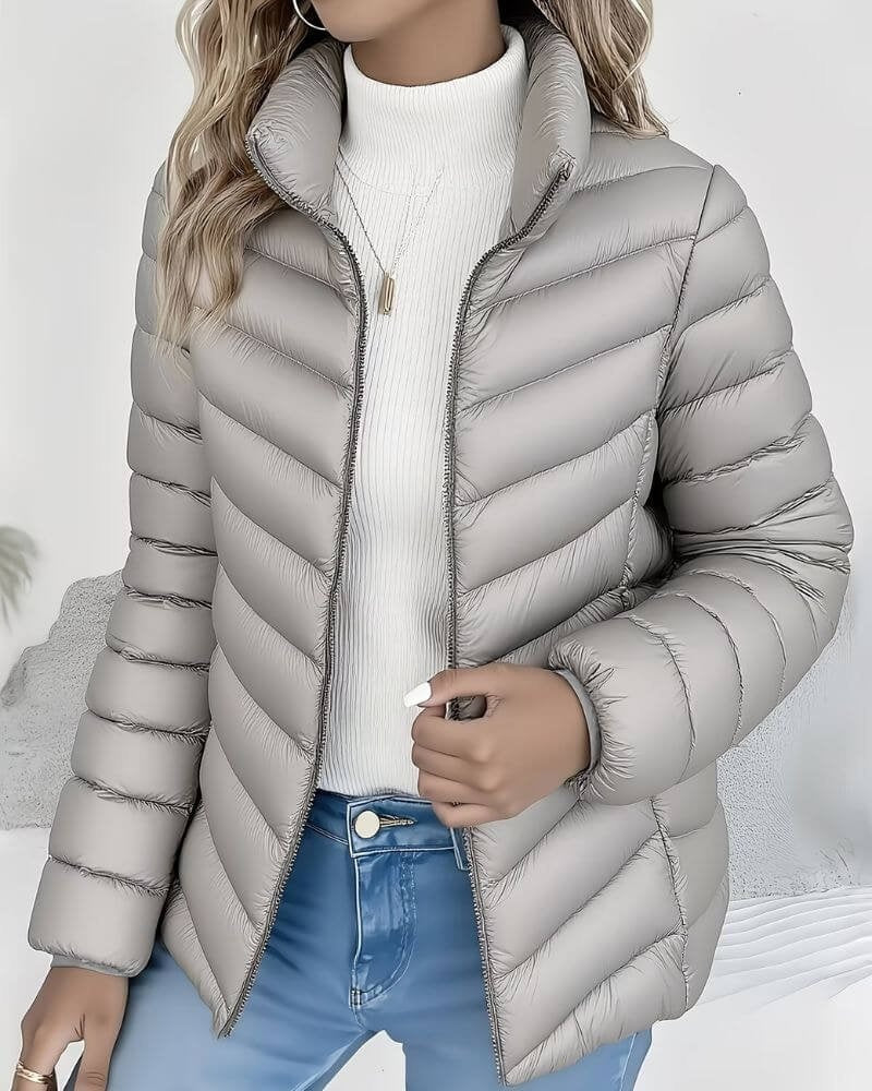 Chaqueta Acolchada Puffer Cuello Alto para Mujer