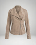 Chaqueta Motera de Ante Cierre Asimétrico para Mujer