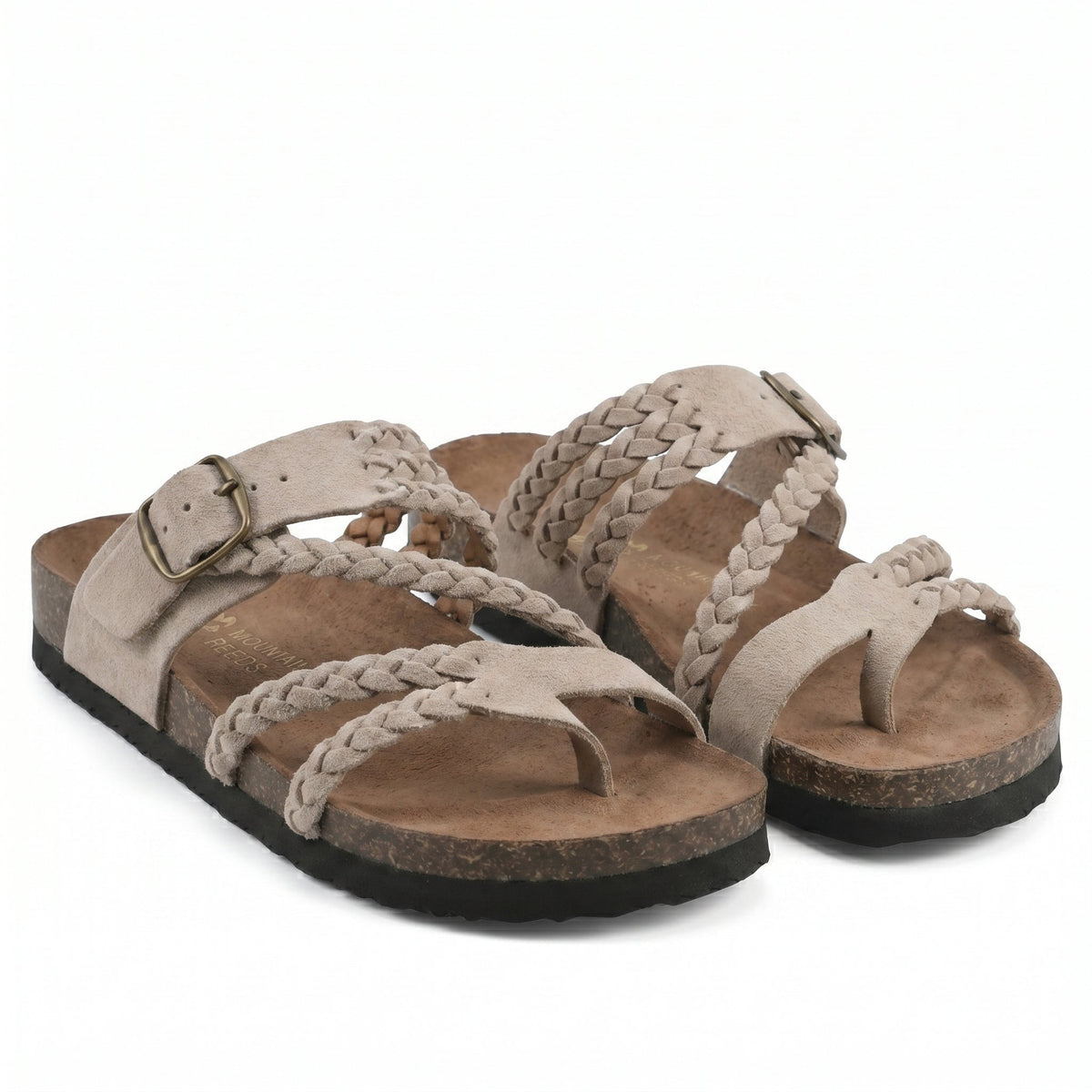 Sandalias Planas Trenzadas con Hebilla Ajustable para Mujer