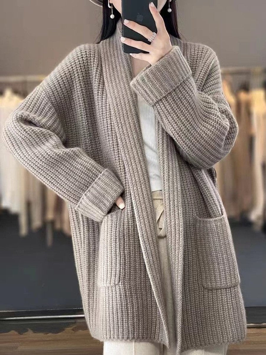 Inma | Cárdigan de Punto Oversize Mujer Manga Larga Bolsillos