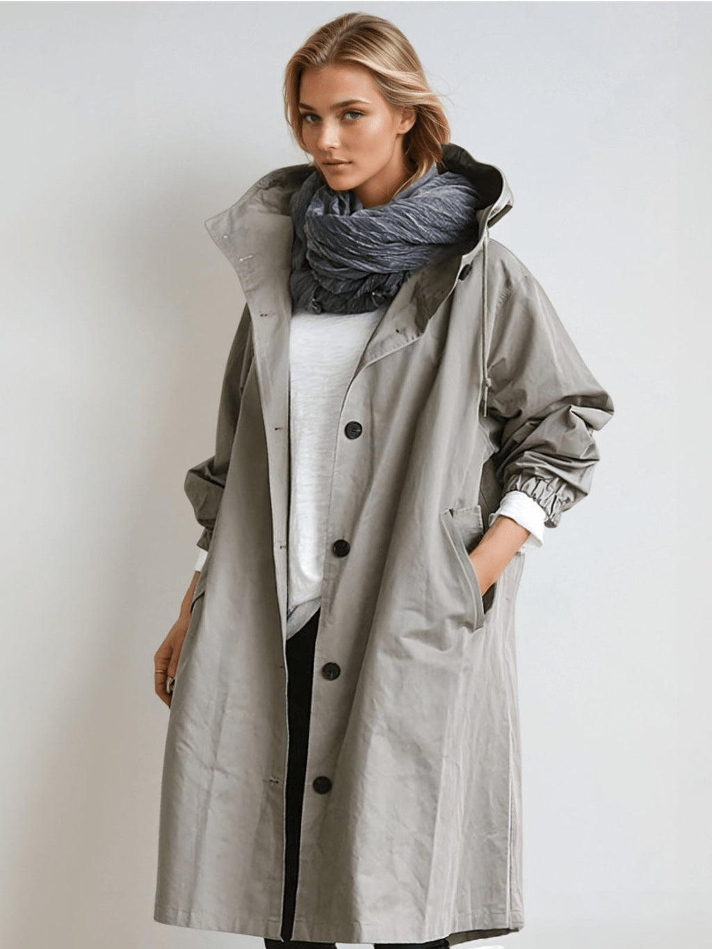 Lorena | Chubasquero Largo Impermeable Mujer con Capucha