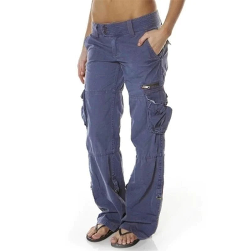 Lorena Mujer Pantalones Cargo Multibolsillos Corte Recto