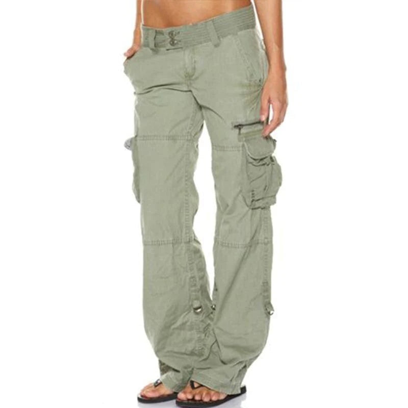 Lorena Mujer Pantalones Cargo Multibolsillos Corte Recto