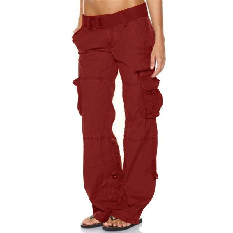 Lorena Mujer Pantalones Cargo Multibolsillos Corte Recto