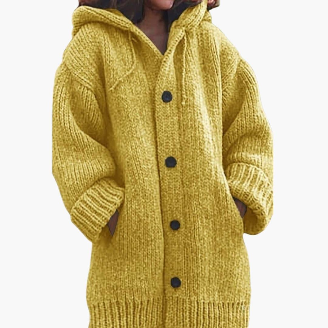 Patricia | Cárdigan Oversize de Punto con Capucha Mujer Botones