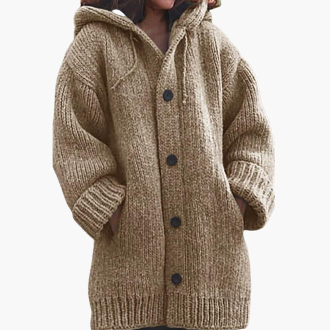 Patricia | Cárdigan Oversize de Punto con Capucha Mujer Botones
