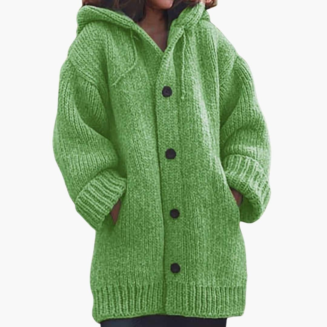 Patricia | Cárdigan Oversize de Punto con Capucha Mujer Botones