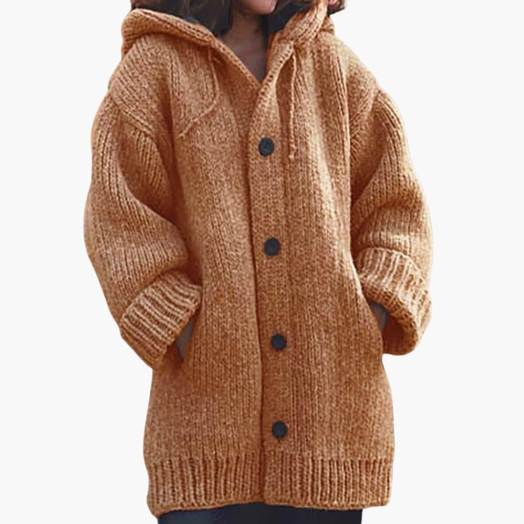 Patricia | Cárdigan Oversize de Punto con Capucha Mujer Botones