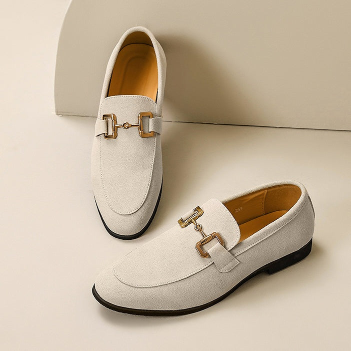 Lucas | Mocasines de Ante Casual con Hebilla Dorada para Hombre