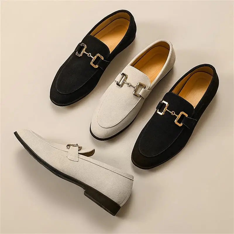 Lucas | Mocasines de Ante Casual con Hebilla Dorada para Hombre