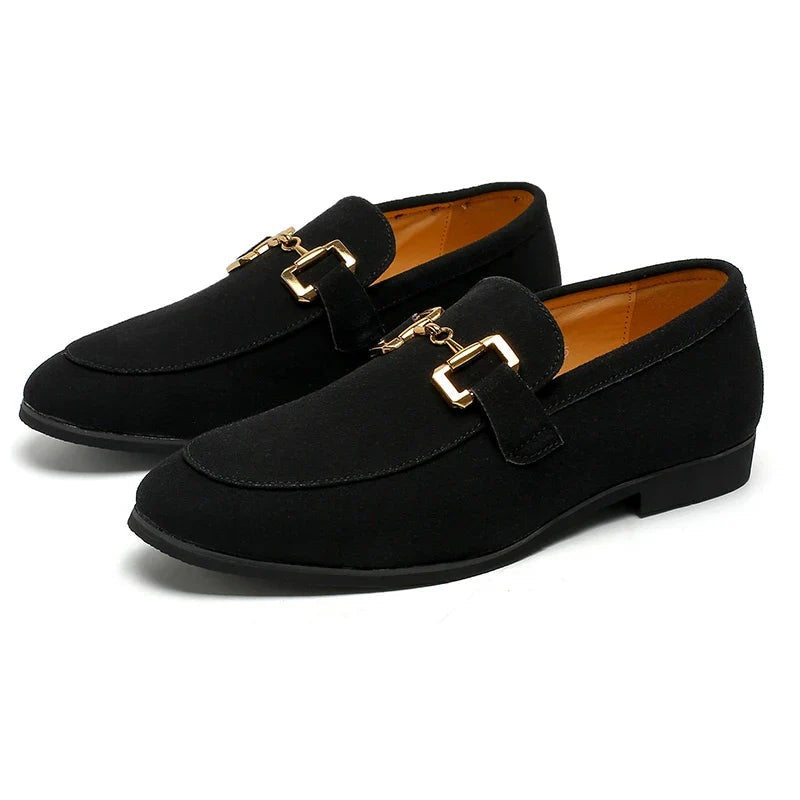 Lucas | Mocasines de Ante Casual con Hebilla Dorada para Hombre
