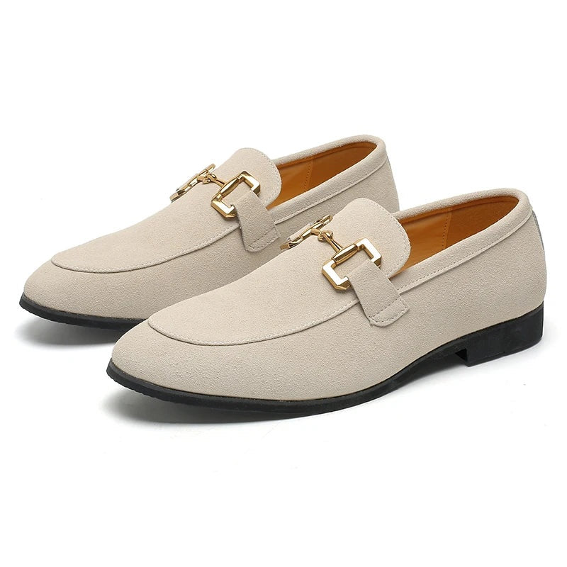 Lucas | Mocasines de Ante Casual con Hebilla Dorada para Hombre
