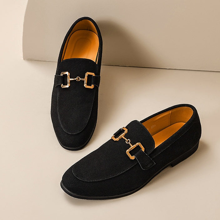 Lucas | Mocasines de Ante Casual con Hebilla Dorada para Hombre