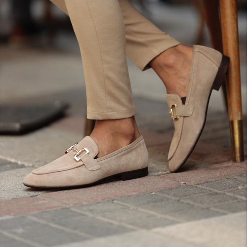 Lucas | Mocasines de Ante Casual con Hebilla Dorada para Hombre