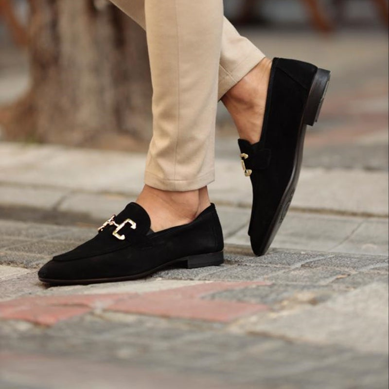 Lucas | Mocasines de Ante Casual con Hebilla Dorada para Hombre