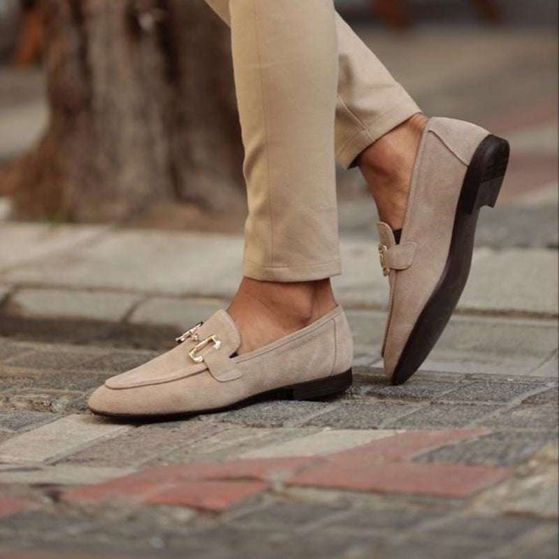 Lucas | Mocasines de Ante Casual con Hebilla Dorada para Hombre