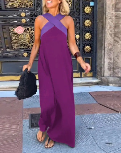 Vestido Largo de Verano Cut Out Cruzado Cuello Alto