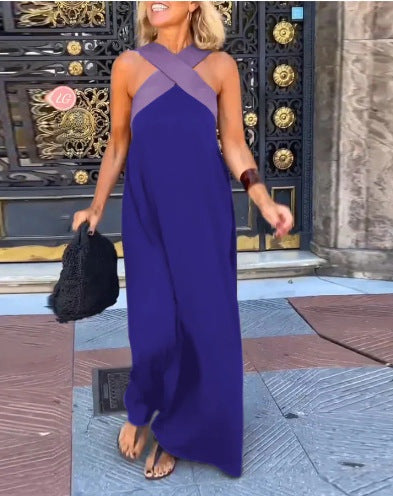 Vestido Largo de Verano Cut Out Cruzado Cuello Alto