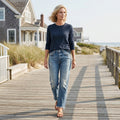 Marisol Mujer Jeans Rectos Destroyed Cintura Alta Cropped