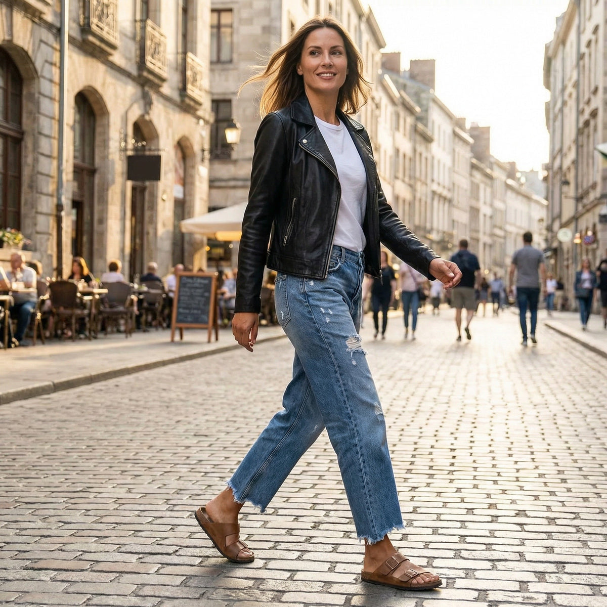 Marisol Mujer Jeans Rectos Destroyed Cintura Alta Cropped