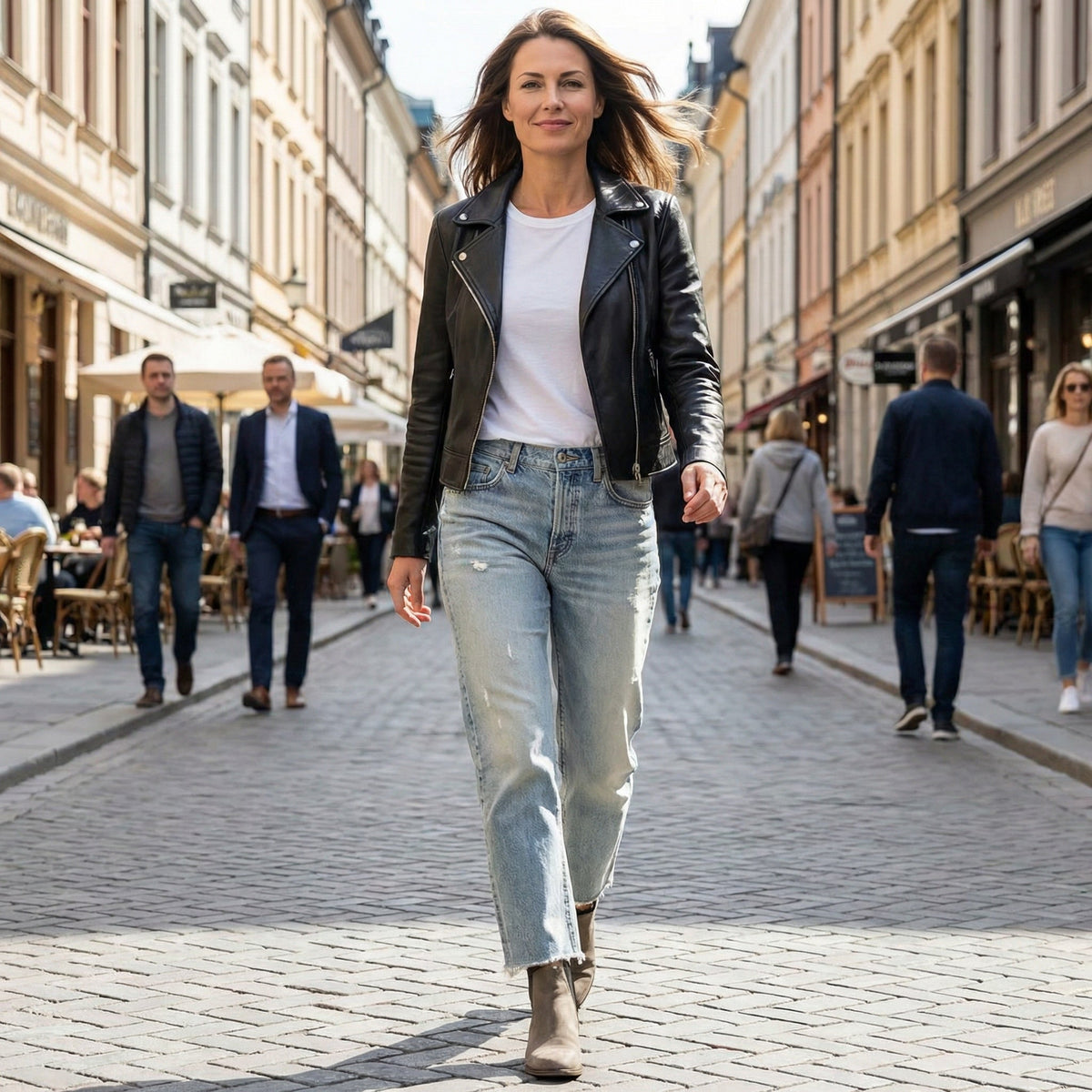 Marisol Mujer Jeans Rectos Destroyed Cintura Alta Cropped