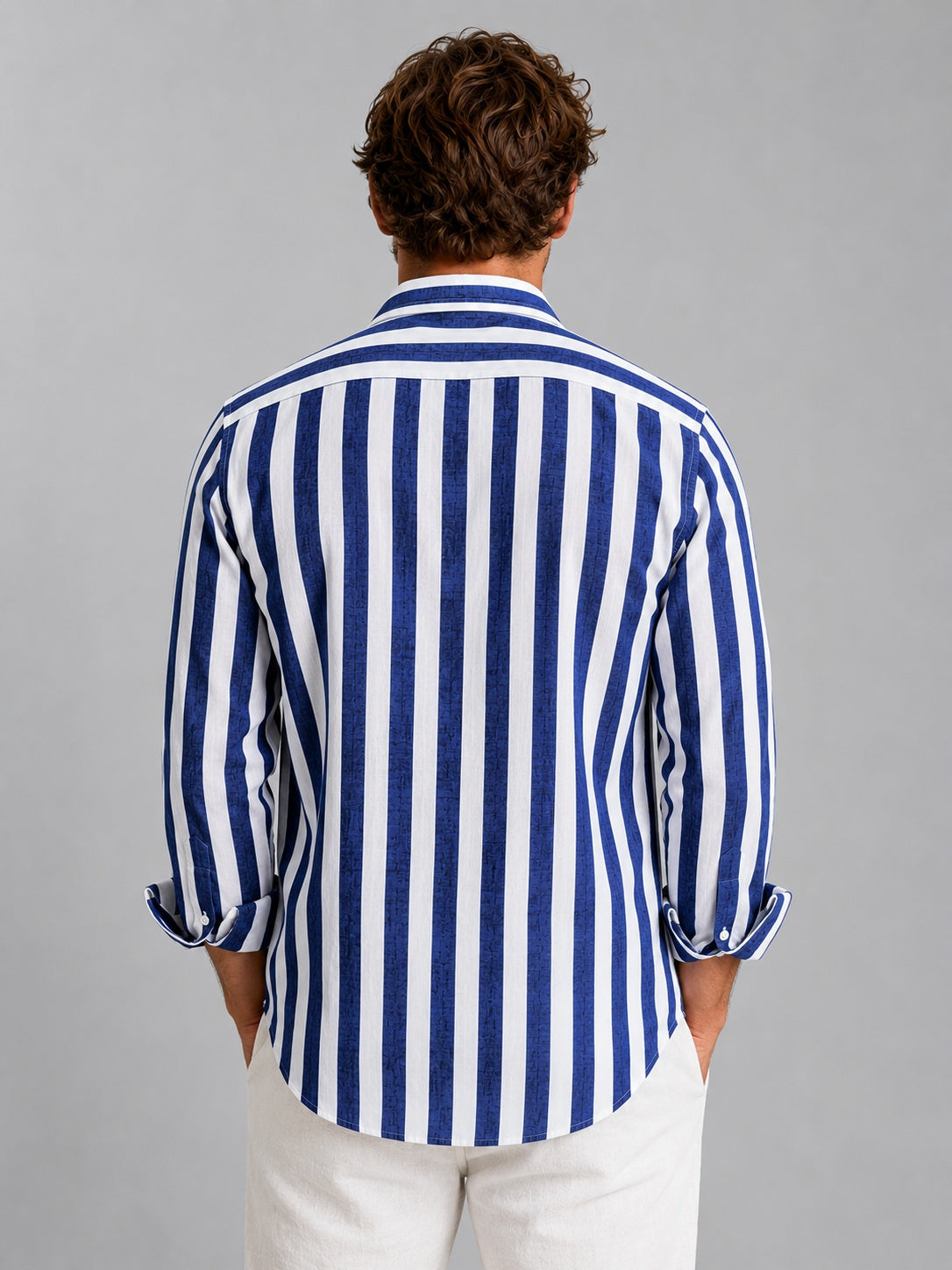 Raya Mediterránea | Camisa de Lino de Manga Larga Hombre Rayas